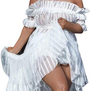 Sexy Off Shoulder Maxi Dresses - Womens Mesh Sheer